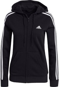 1292901-adidas/レディース スウェットパーカー 裏起毛 3ストライプ ジップフーディ ジム フィット