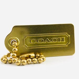 【77】 COACH コーチ チャーム キーホルダー ゴールド プレート シンプル オシャレ 全長 10㎝ 23.9ｇ（1763）