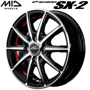 MID SCHNEDER SX-2 ホイール1本 ブラックポリッシュ+アンダーカットレッドクリア 3.5J-12インチ 4穴/PCD100 インセット+42