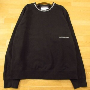 ◎Calvin Klein Jeans カルヴァンクライン ジーンズ◆ロゴ スウェット トレーナー シンプル カジュアル◆メンズ 黒 Lサイズ◆AA1438