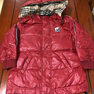 BURBERRY　バーバリー　ダウンジャケットコート　120㎝　赤色　えんじ色　中古　裏地ノバチェック