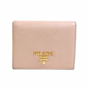 プラダ PRADA 二つ折り財布 ロゴ レザー ピンクベージュ e57771f