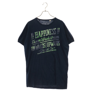 DIESEL ディーゼル HAPPINESS ハピネスロゴプリント半袖Tシャツ ネイビー