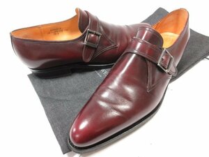 HH美品 【JMウエストン J.M.WESTON】 529 プレーントゥ モンクストラップシューズ 紳士靴 (メンズ) size7.5C バーガンディ系 ●18MZA4093●