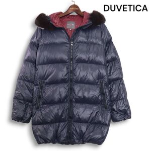 DUVETICA デュベティカ 秋冬 KAPPA♪ リアル フォックス ファー フーディー ダウン コート Sz.42 レディース ネイビー　K4T01782_A#N