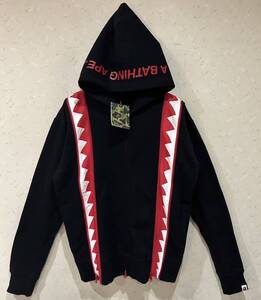 ＊アベイシングエイプ A BATHING APE SHARK ファスナー サイズアップ スウェット ダブルジップパーカー L　　　　　BJBC.G