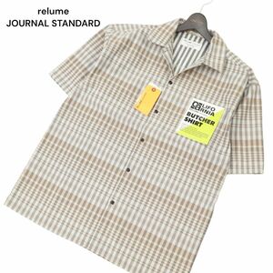 【新品 未使用】 relume JOURNAL STANDARD ジャーナルスタンダード 半袖 チェック★ ビッグシルエット シャツ Sz.M　メンズ　C4T04068_4#A