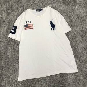 POLO Ralph Lauren ポロラルフローレン 半袖Tシャツ 半袖カットソー サイズM ビッグポニー ホワイト 白 メンズ トップス 最落なし （D21）