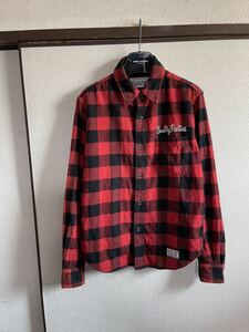 【即決】【レターパックプラス対応】 WACKO MARIA ワコマリア CHECK SHIRTS チェックシャツ 長袖 RED M レッド 赤色 パックプリントあり