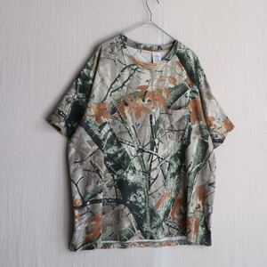 00s USA vintage Tシャツ / XL コットン プリント 総柄 リアルツリーカモ 半袖 ビンテージ T4-07041-9154