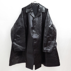 1995 YOHJI YAMAMOTO POUR HOMME LEATHER FLARE COAT ROKUMEIKAN 90s ヨウジヤマモト プール オム レザー フレア コート 鹿鳴館 FW95 95AW