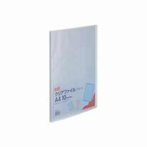 【新品】（まとめ）TANOSEE クリアファイル A4タテ10ポケット 背幅8mm ブルー 1セット(10冊) 【×5セット】