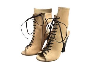 (D) GIUSEPPE ZANOTTI ジュゼッペザノッティ サイドジップ レザー ブーツ 37 ナチュラル シューズ