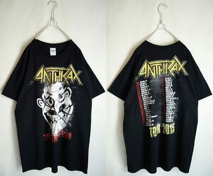 2015年 ANTHRAX アンスラックス TRIHSNIKUFESIN Tシャツ L☆NOT MAN ツアーTシャツ スラッシュ四天王・GILDAN