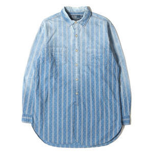 POLO Ralph Lauren シャツ サイズ:M 00s ヴィンテージ加工 ネイティブ ストライプ インディゴ ワークシャツ MOAB WORKSHIRT