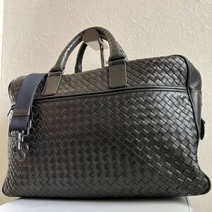 【極上! 最高級!】BOTTEGA VENETA ボッテガ 2way ビジネスバッグ ブリーフケース ハンド ショルダー イントレチャート レザー 革 メンズ 茶