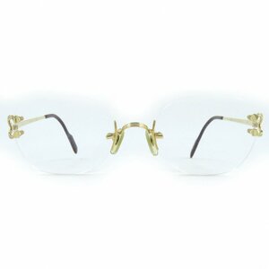 美品△Cartier カルティエ ツーポイント メガネ 眼鏡 アイウェア ボルドー ゴールド金具 □20 135 度入り フランス製 メンズ
