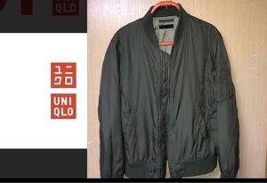 美中古★MA-1★ユニクロ★UNIQLO★ジャケット★オリーブ グリーン★人気のメンズ L★秋冬★アメカジ★アーミー★ミリタリー