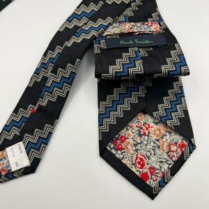 1円 1スタ 美品 Paul Smith ポールスミス ポールスミス ネクタイ ビジネス 花柄 シルク100 ブルー 