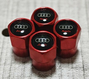 アウディ タイヤ エアーバルブキャップ 4P【レッド】Audi A1 A3 A4 B5 B6 B7 B8 A5 C5 A6 C6 c7 A7 A8 A1 V8 Q3 Q5 Q7 SQ5 S3 S4 S5 S6 