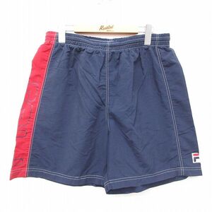 W35/古着 フィラ FILA ショート トレーニング パンツ ショーツ メンズ 00s ビッグロゴ 紺他 ネイビー 24jul30 中古 ボトムス