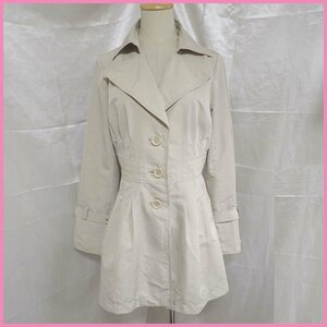 ★Courreges/クレージュ スプリングコート 38/レディースS～M相当/グレージュ/光沢感&1966600015