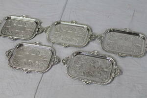 【0530B】(1654) CASTING SILVER PLATED シルバープレート シルバー 皿 銀鍍金 5枚 セット 比較的美品 中古現状品