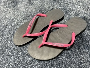 UESD・サンダル・havaianas・紺・ヒール無２３cm(レディース)