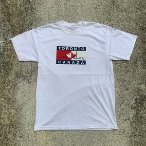 【M】GILDAN カナダ トロント プリントTシャツ 白■ビンテージ オールド アメリカ古着 2000s ギルダン オールコットン