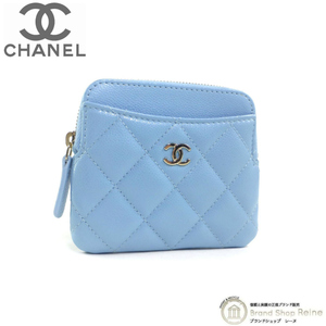 シャネル （CHANEL） キャビアスキン タイムレスクラシック コインケース カードケース AP0261 ライトブルー（新品同様）中古