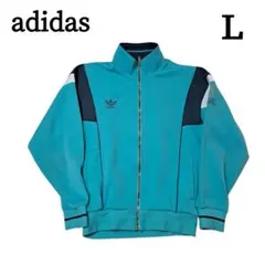 addidas　トラックジャケット　L　ライトブルー系　ジャージ　デサント