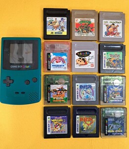 ◇◆Nintendo ニンテンドー GAMEBOY COLOR ゲームボーイカラー本体（グリーン）ソフト 12本セット◇◆通電 ソフト動作確認OK