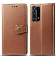 Huawei P40 Pro 手帳型ケース スマホケース 合皮 ブラウン 上品