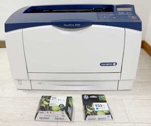  FUJI XEROX 富士ゼロックス A3モノクロプリンター DocuPrint 3000 印刷枚数23596枚 HP officejet 920XL 933XL替えインク付き 通電確認