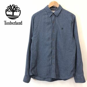 G295-F-N◆ Timberland ティンバーランド 長袖シャツ エルボーパッチ トップス ◆ sizeL コットン100 ブルー 古着 メンズ 春