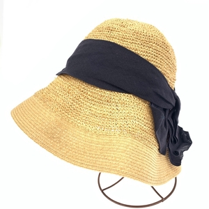 良好◆CA4LA カシラ 麦わら帽子 ◆ ブラック/ベージュ レディース 帽子 ハット hat 服飾小物