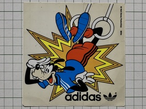 【adidas】【半透明】アディダスのステッカー： 1980~1990年代 ディズニー グーフィー 新体操 レア 広告 ビンテージ +Sb