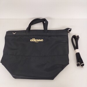 7403　ellesse　トートバッグ ショルダーバッグ 黒 