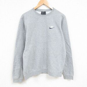 XL/古着 ナイキ NIKE 長袖 スウェット メンズ ワンポイントロゴ クルーネック グレー 霜降り 25jan06 中古 スエット トレーナー トップス