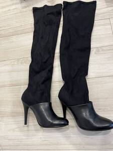 UNITED NUDE BOOT IN BOOT ストレッチニーハイブーツ レザー ブラック 40