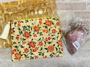 未使用品! 花柄 お宝ポーチ/お宝エコバッグ お宝チャーム＆収納袋付 2点セット ショップチャンネル 【2512y2】