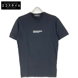 DSQUARED2 ディースクエアード 22年 S74GD0946 ブラック ロゴ クルーネック Tシャツ ブラック XS トップス コットン メンズ 中古