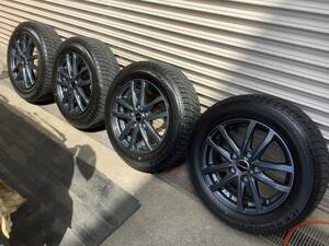 LEBEN 15インチ　ダークグレーホイール　15x6J インセット53 PCD114.3 185/65R15 スタッドレス　4本セット