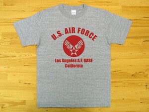 U.S. AIR FORCE 杢グレー 5.6oz 半袖Tシャツ 赤 M ミリタリー エアフォース アメリカ空軍