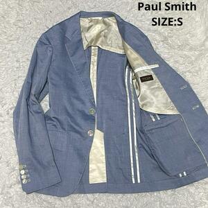 春夏 Paul Smith COLLECTION ポールスミス コレクション シャンブレー サマー テーラードジャケット ビジカジ サイズS ライトブルー