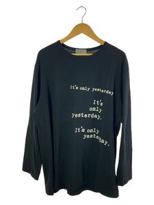 yohji yamamoto POUR HOMME◆カルティマ天竺英文PT/長袖Tシャツ/3/コットン/BLK/HH-T37-085//