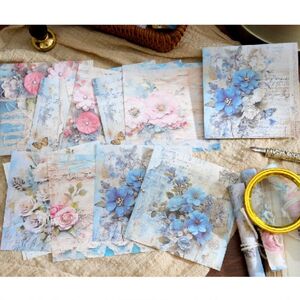 【残りわずか】花影シリーズ 6種300枚 クラフト紙 淡色 花 アート 装飾 スクラップブッキング ジャンクジャーナル コラージュ