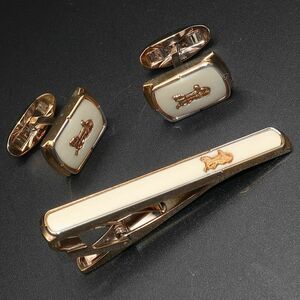 正規品 セリーヌ CELINE ネクタイピン Necktie pin カフス Cuffs セット Set 馬車 Carriageトリオンフ Triomphe Gold Authentic Mint