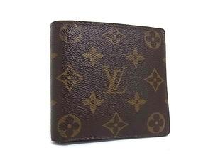 1円 LOUIS VUITTON ルイヴィトン M61675 モノグラム ポルトフォイユ マルコ 二つ折り 財布 ウォレット 札入れ ブラウン系 FE5985