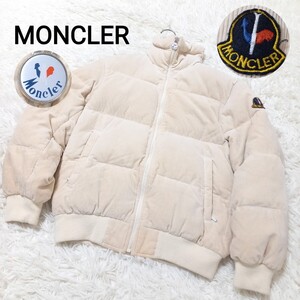 【極希少】 MONCLER モンクレール asics アシックス 80s ヴィンテージ オールド ダウンジャケット コート コーデュロイ ワッペン ベージュ